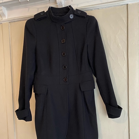 Black wool coat with shoulder pads - Picture 1 of 2